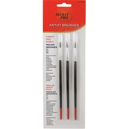 Gourmetgalley 8 Finest Round Red Sable 3 Piece Artist Brush Assortment - 3 Piece GO3573215